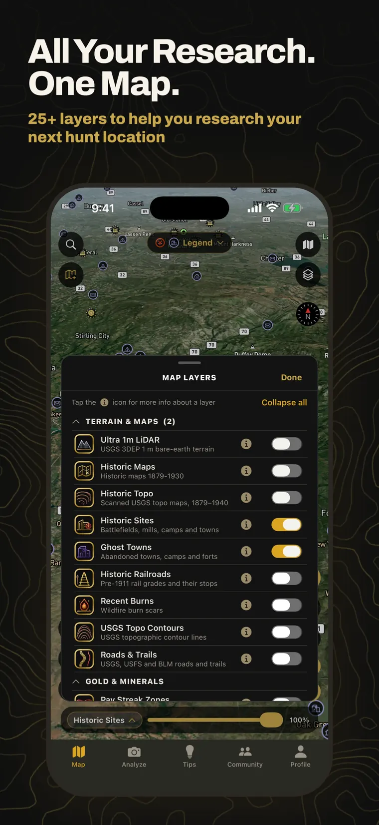 All your research, one map: 25+ layers to help you research your next hunt location