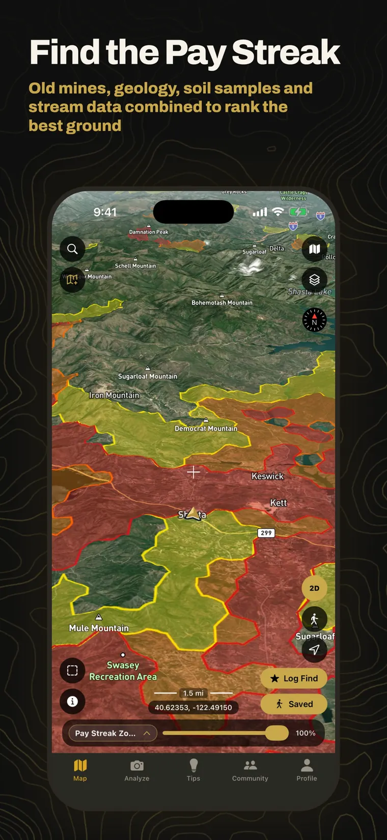 Find the pay streak: old mines, geology, soil samples and stream data combined to rank the best ground